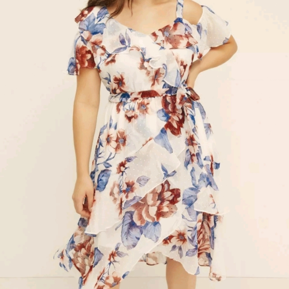 Lane Bryant Ruffle Floral Midi Dress